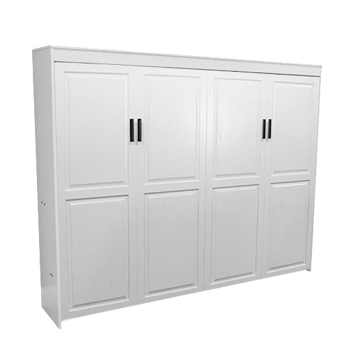 Raised Panel Face Murphy Bed Horizontal Queen Oak Painted White Discounted