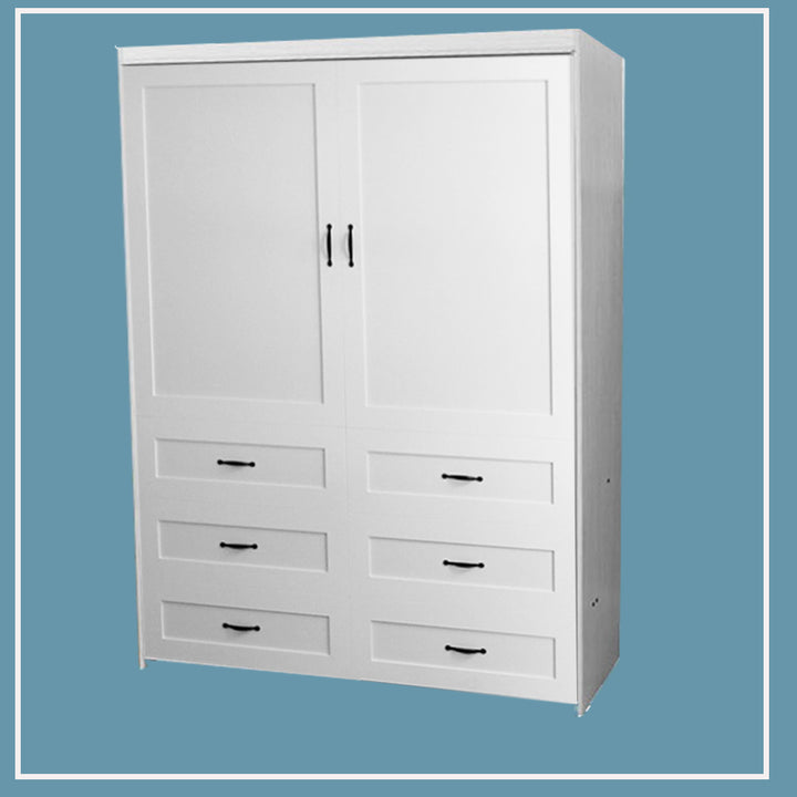 Dresser Cabinet Face Murphy Bed Queen Melamine Classic White Discounted (VQMEL108-CW)