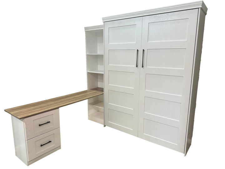 Vertical Queen Oak Painted White Wood Lake View Face - V122 Workstation Package B