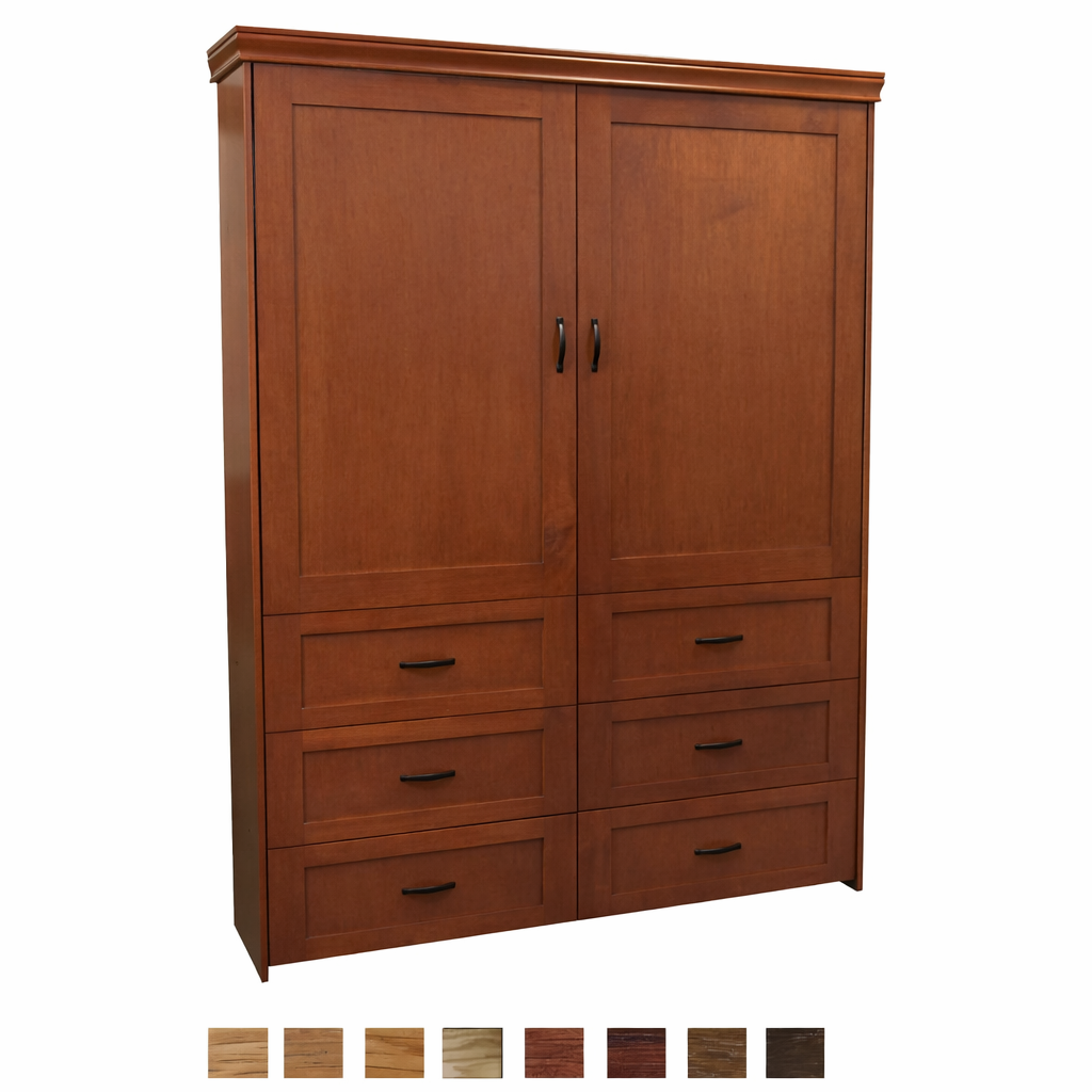Real Wood Murphy Bed - Dresser Cabinet Face - Vertical Wall Bed - Customizable - Choose your Favorite Stain - Proudly made in the USA