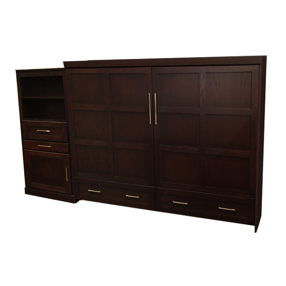 Tinley Park Face Murphy Bed Horizontal ***Full*** Oak Traditional Mahogany Stain Discounted with Side Cabinet