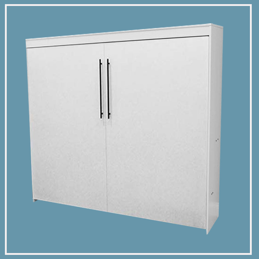 Flat Face Murphy Bed Horizontal Queen Melamine Classic White Discounted