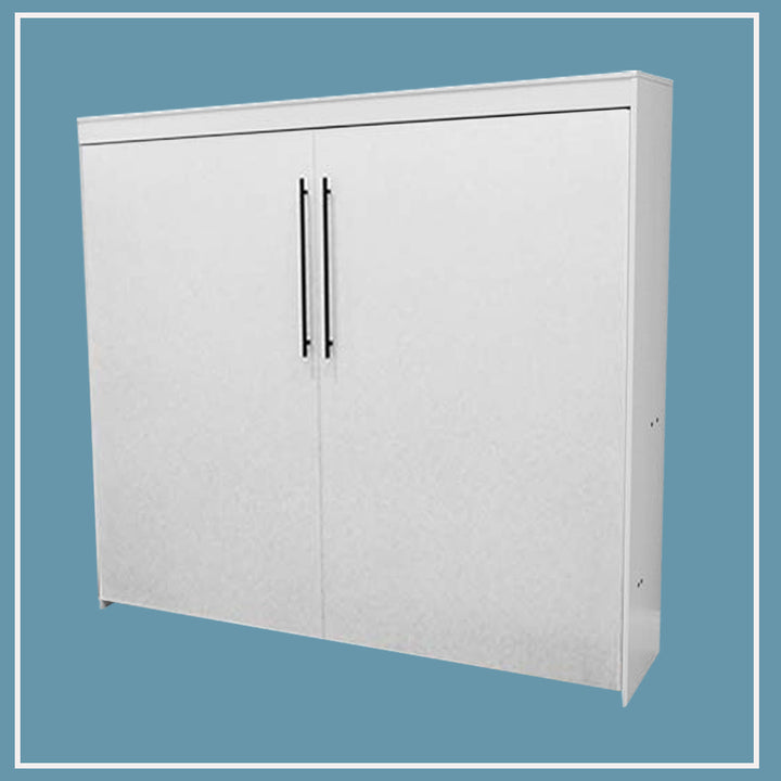 Flat Face Murphy Bed Horizontal Queen Melamine Classic White Discounted