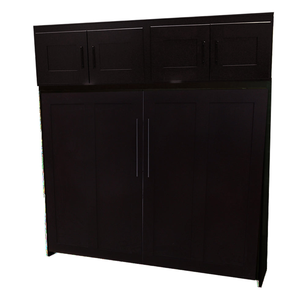 Contemporary Face Murphy Bed Horizontal Queen Maple Custom Traditional Mahogany Stain with Upper Cabinet Discounted (HQ107-HC210-M-TM)