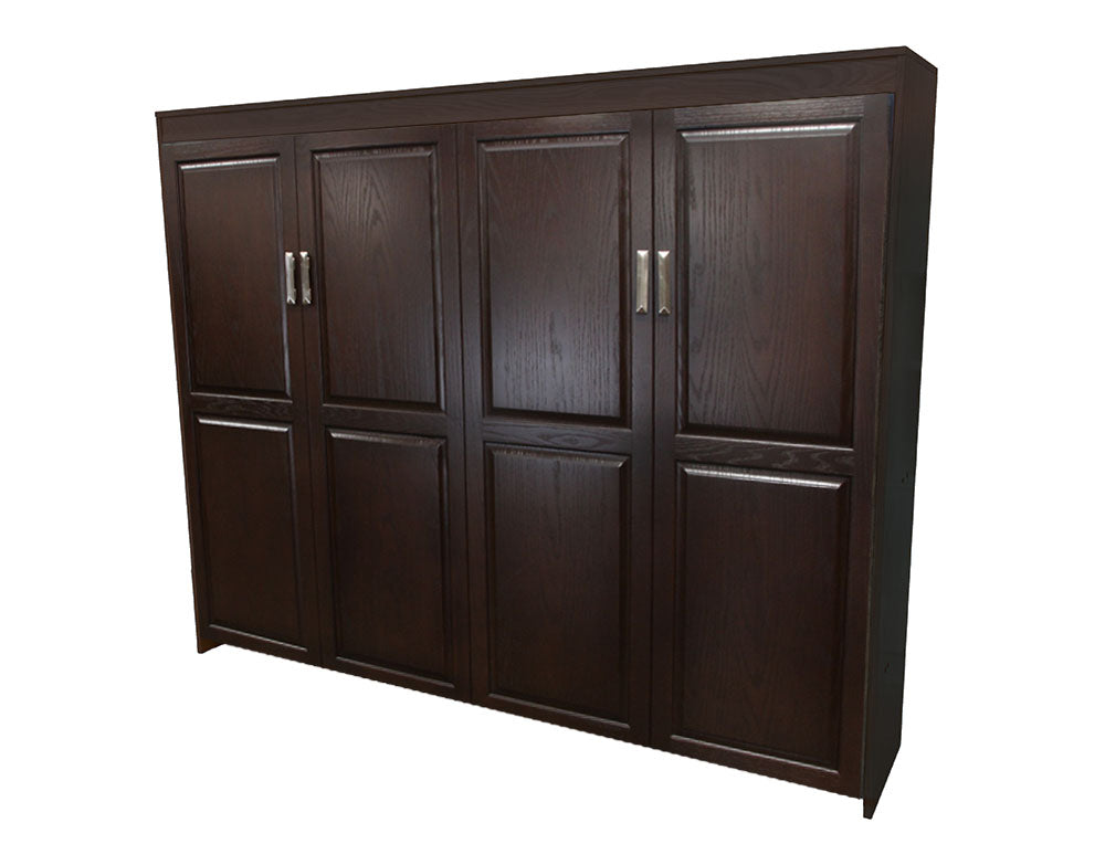 Raised Panel Face Murphy Bed Horizontal Queen Oak American Walnut Stain Discounted