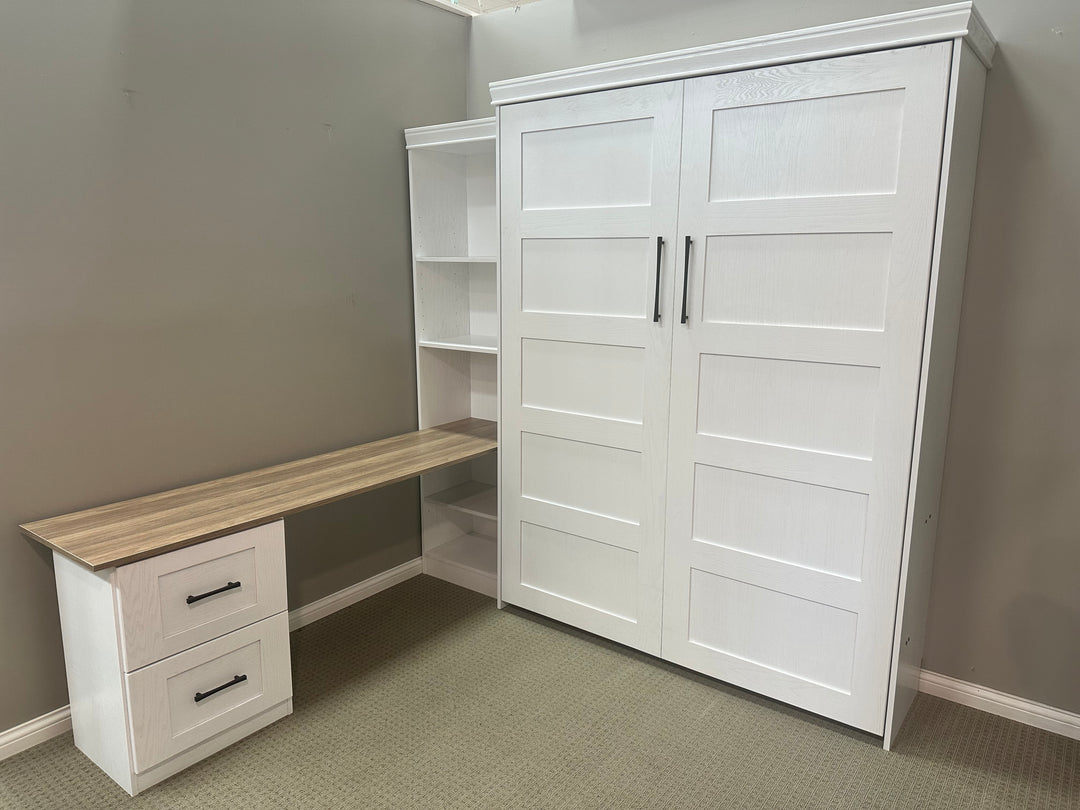 Vertical Queen Oak Painted White Wood Lake View Face - V122 Workstation Package B