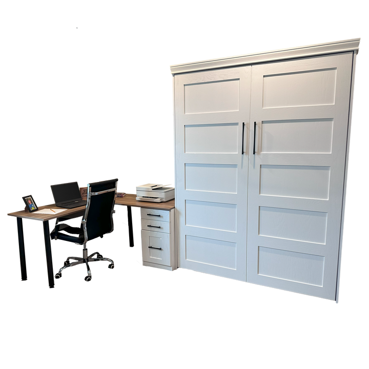 Vertical Oak Painted White Wood Lake View Face - V122 Workstation Package