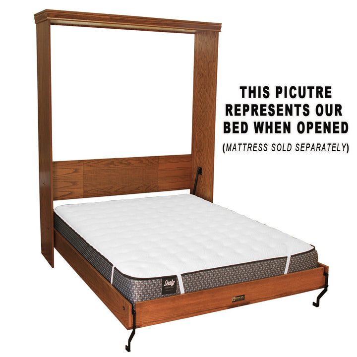 Lake View Face Murphy Bed Vertical Queen Oak Painted White Discounted (VQ122-O-PW) - The Bedder Way Co