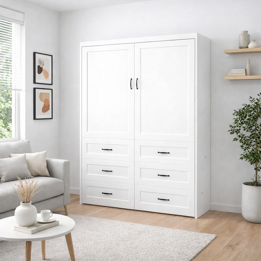 Melamine Murphy Bed - Dresser Cabinet Face - Vertical Wall Bed - Choose your Favorite Stain - Proudly made in the USA
