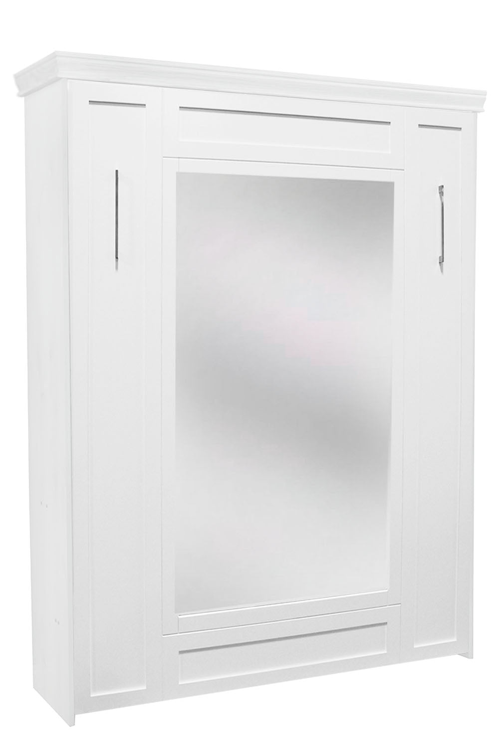 Mirror Face Murphy Bed Vertical Queen Maple Painted White Discounted (VQ102-M-PW)