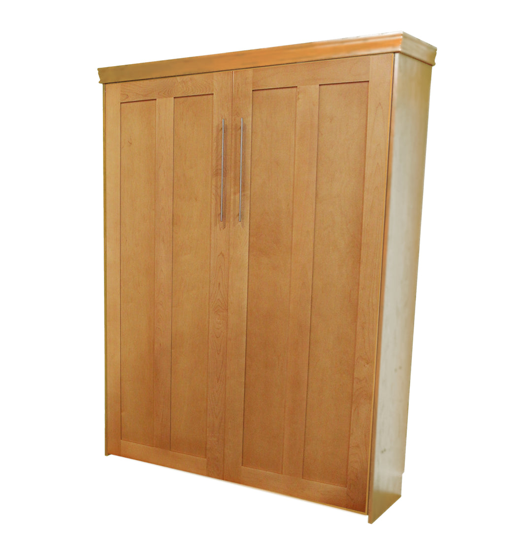 Contemporary Face Murphy Bed Vertical Queen Maple Spice Stain Discounted