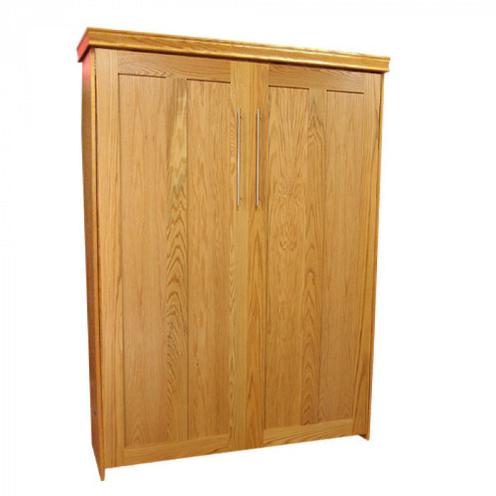 Contemporary Face Murphy Bed Vertical Queen Oak Golden Oak Stain Discounted (VQ107-O-GO)