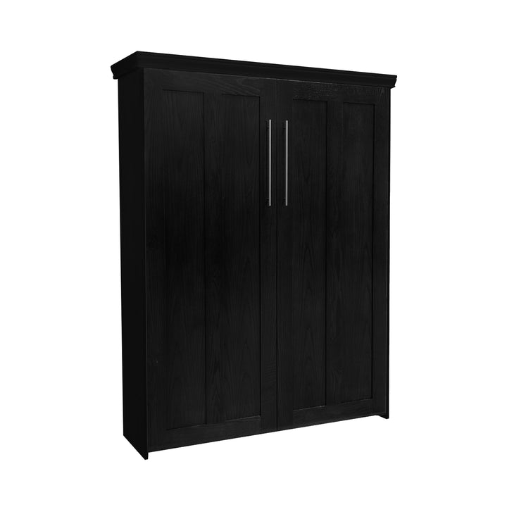 Contemporary Face Murphy Bed Vertical Queen Oak Painted Black Discounted (VQ107-O-PB)