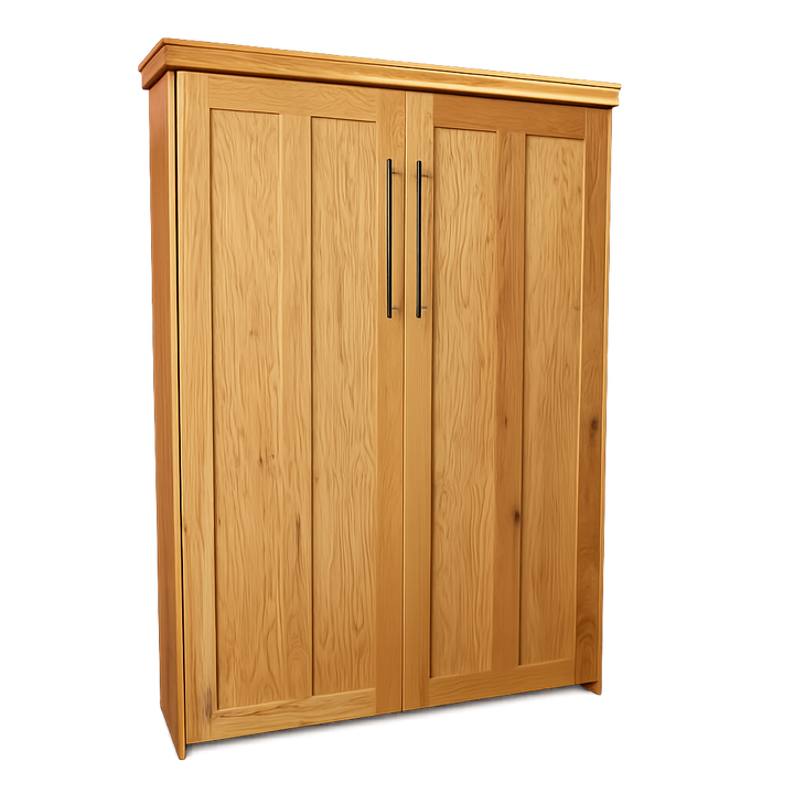 Contemporary Face Murphy Bed Vertical Queen Oak Golden Oak Stain Discounted (VQ107-O-GO)