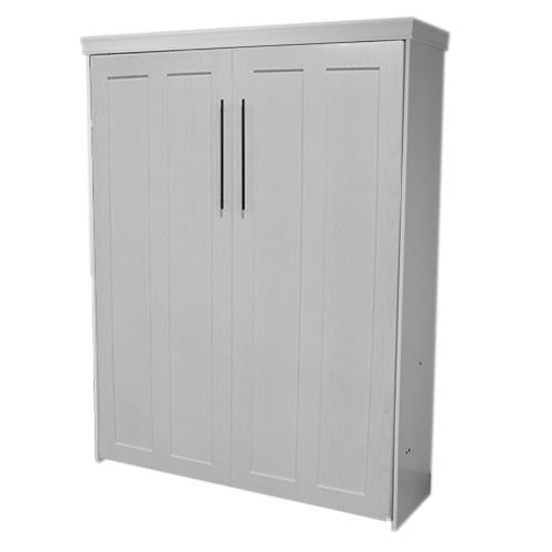 Contemporary Face Murphy Bed Vertical Queen Oak Pained White Discounted