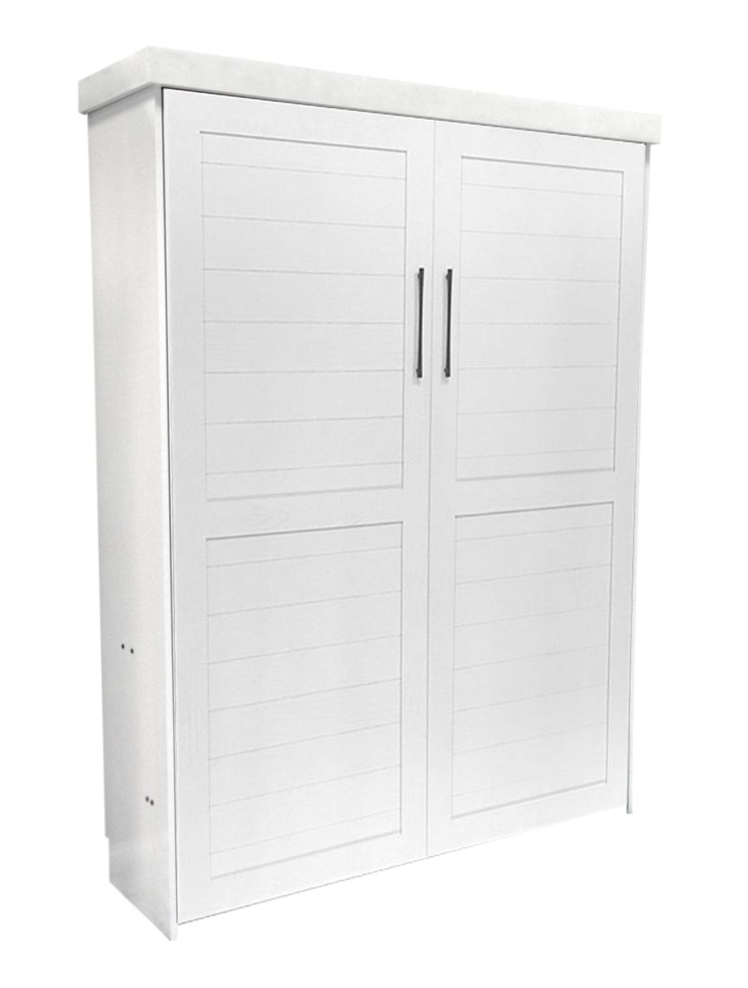Plank Face Murphy Bed Vertical Queen Oak Painted White Discounted (VQ121-O-PW)
