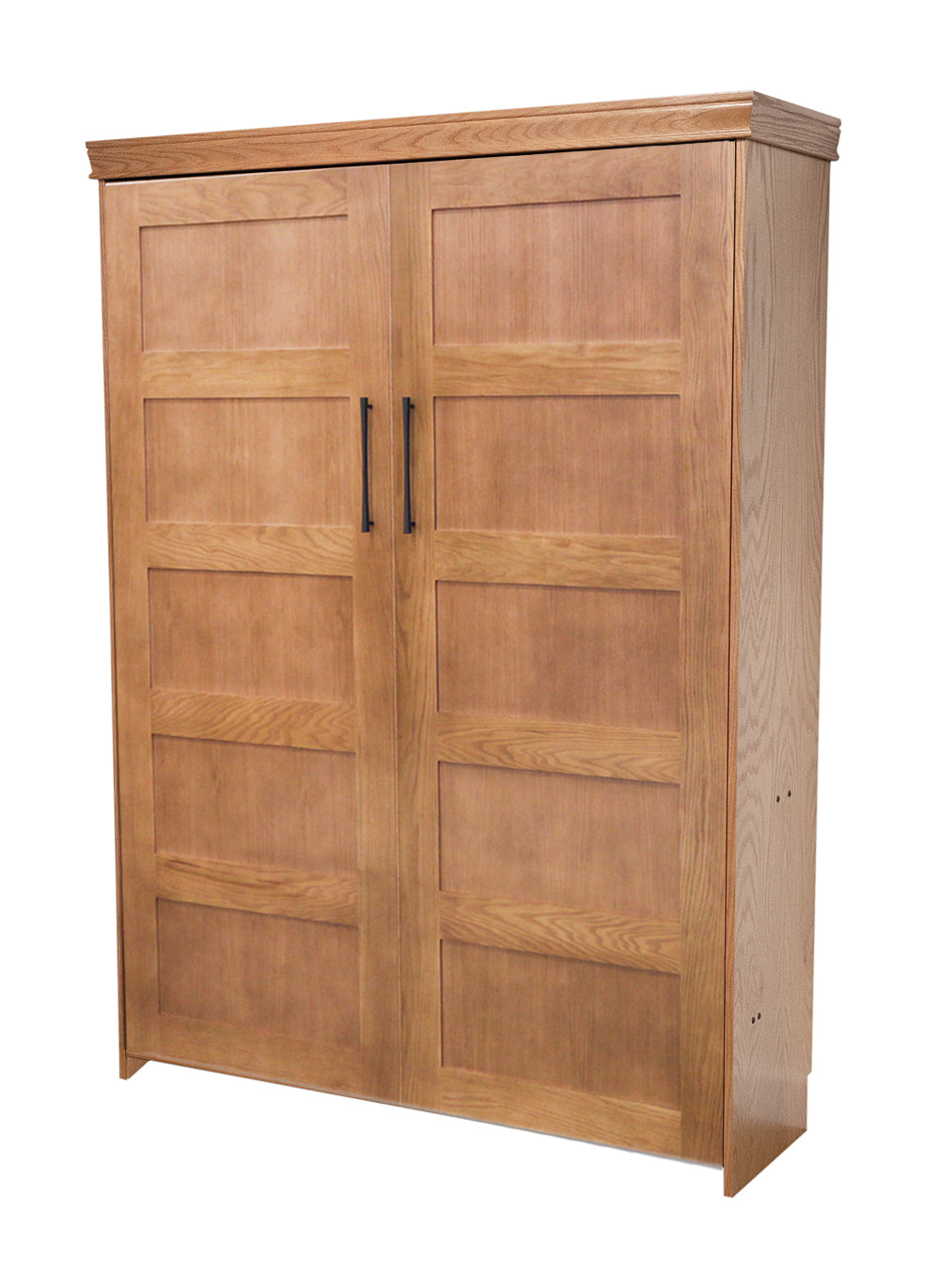 Lake View Face Murphy Bed Vertical Queen Oak Hazelnut Stain Discounted