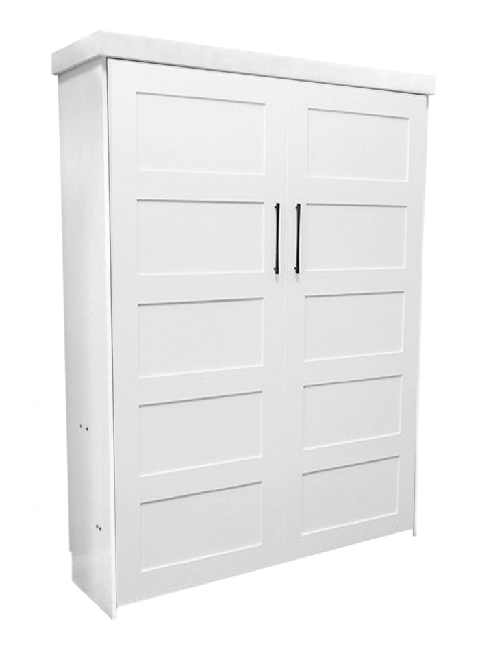 Lake View Face Murphy Bed Vertical Queen Oak Painted White Discounted