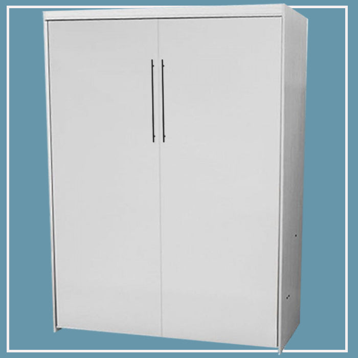 Flat Face Murphy Bed Vertical Queen Melamine Classic White Discounted (VQMEL100-CW) - The Bedder Way Co