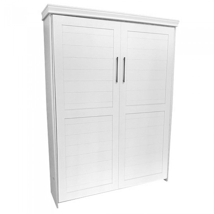 Plank Face Murphy Bed Vertical Queen Oak Painted White Discounted