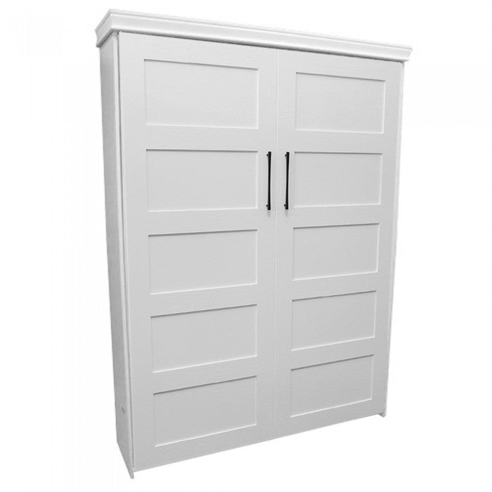 Lake View Face Murphy Bed Vertical Queen Oak Painted White Discounted (VQ122-O-PW)