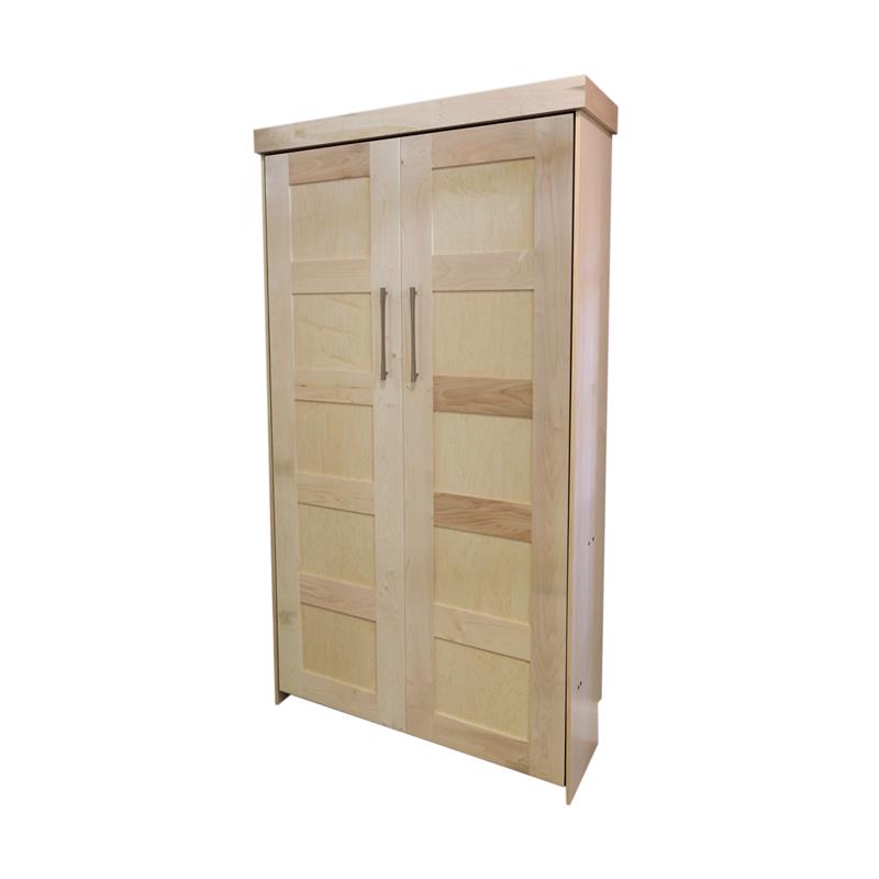 Lake View Face Murphy Bed Vertical Twin Maple Natural Stain Discounted