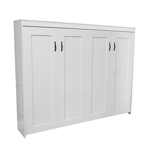 Shaker Face Murphy Bed Horizontal Queen Oak Painted White Discounted