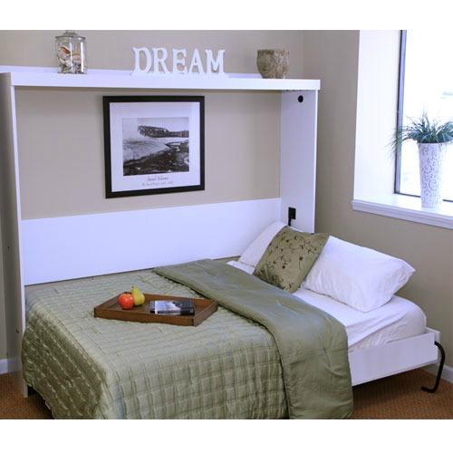 HORIZONTAL OAK QUEEN PLANK FACE MURPHY BED DISCOUNTED PAINTED WHITE - The Bedder Way Co