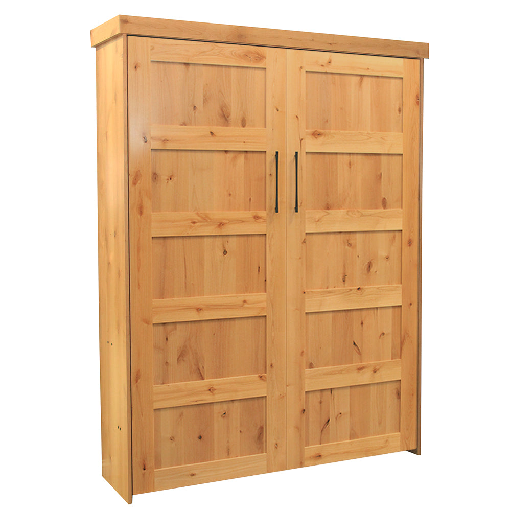 Lake View Face Murphy Bed Vertical Queen Knotty Alder Natural Stain Discounted