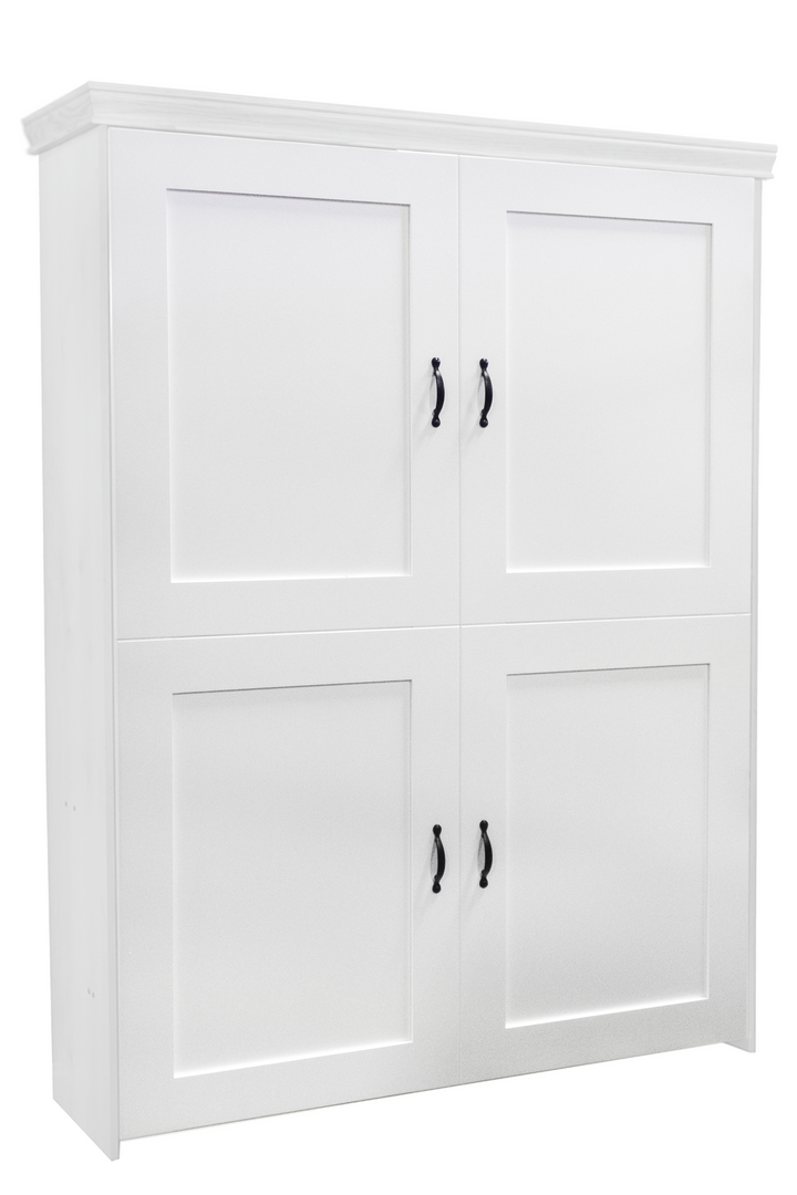 Shaker Face Murphy Bed Vertical Queen Oak Painted White Discounted