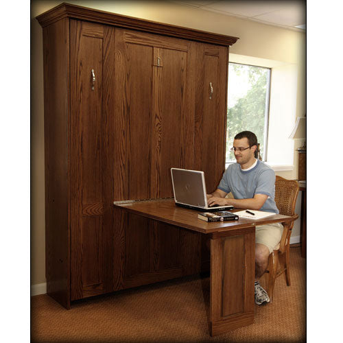 Table Face Murphy Bed Vertical Queen Maple Espresso Stain Discounted 