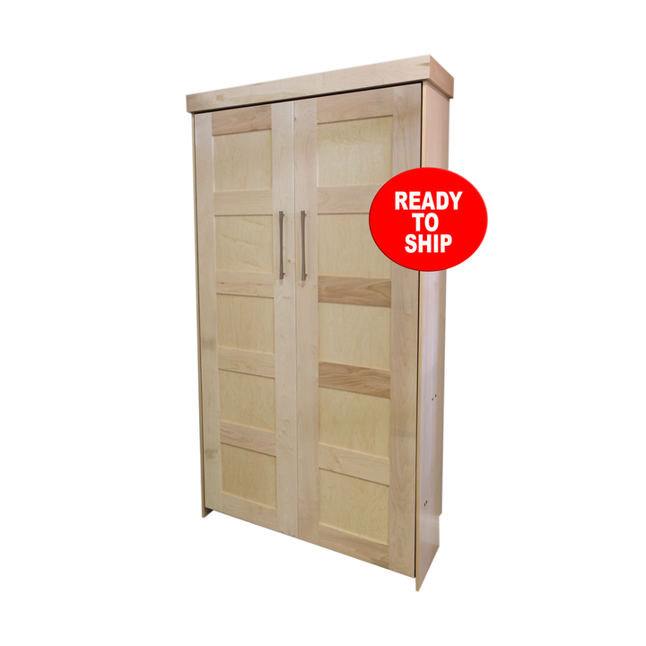 Lake View Face Murphy Bed Vertical Twin Maple Natural Stain Discounted