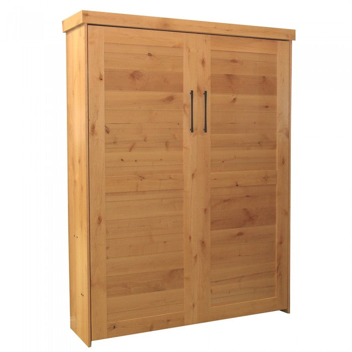 PLANK FACE MURPHY BED VERTICAL QUEEN KNOTTY ALDER NATUAL STAIN DISCOUNTED