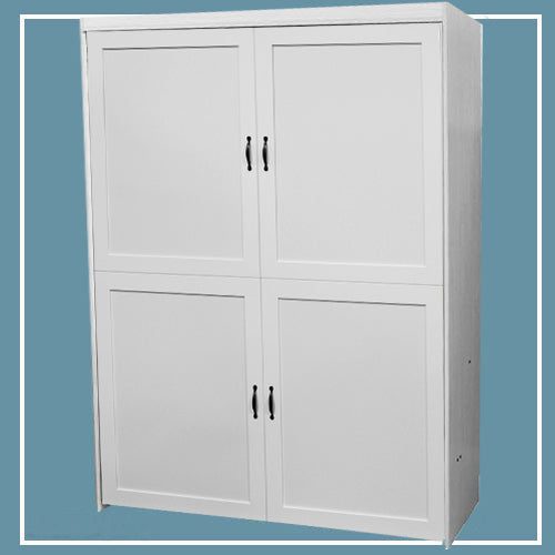 Vertical Queen Melamine Shaker Face Murphy Bed Discounted Classic White